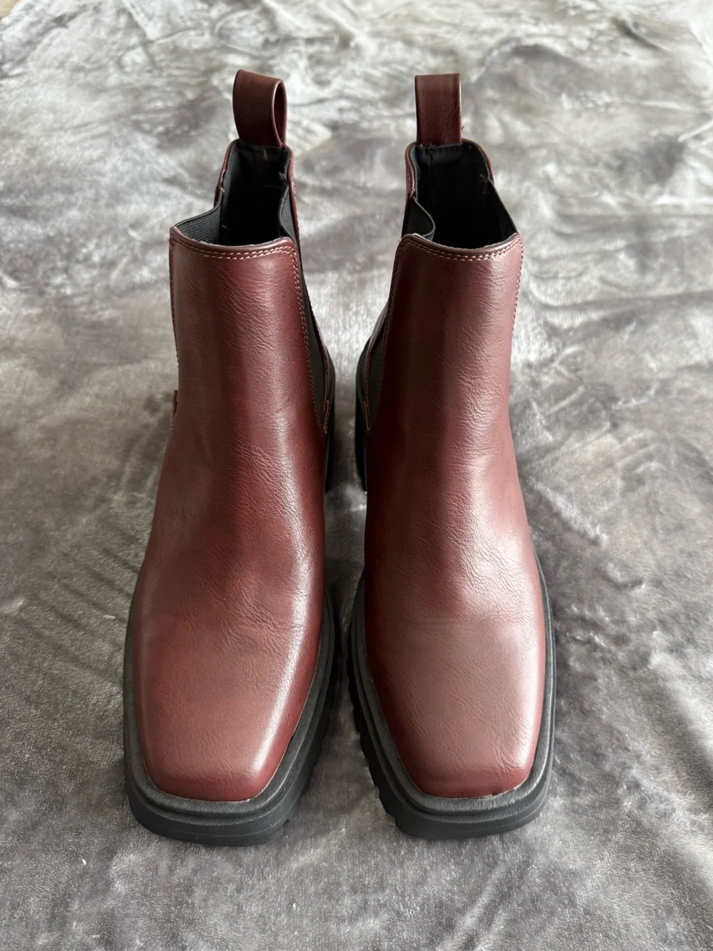 Madden Girl Triumph Boots Size 9M Chocolate Square Toe Chunky Heel Grunge EUC